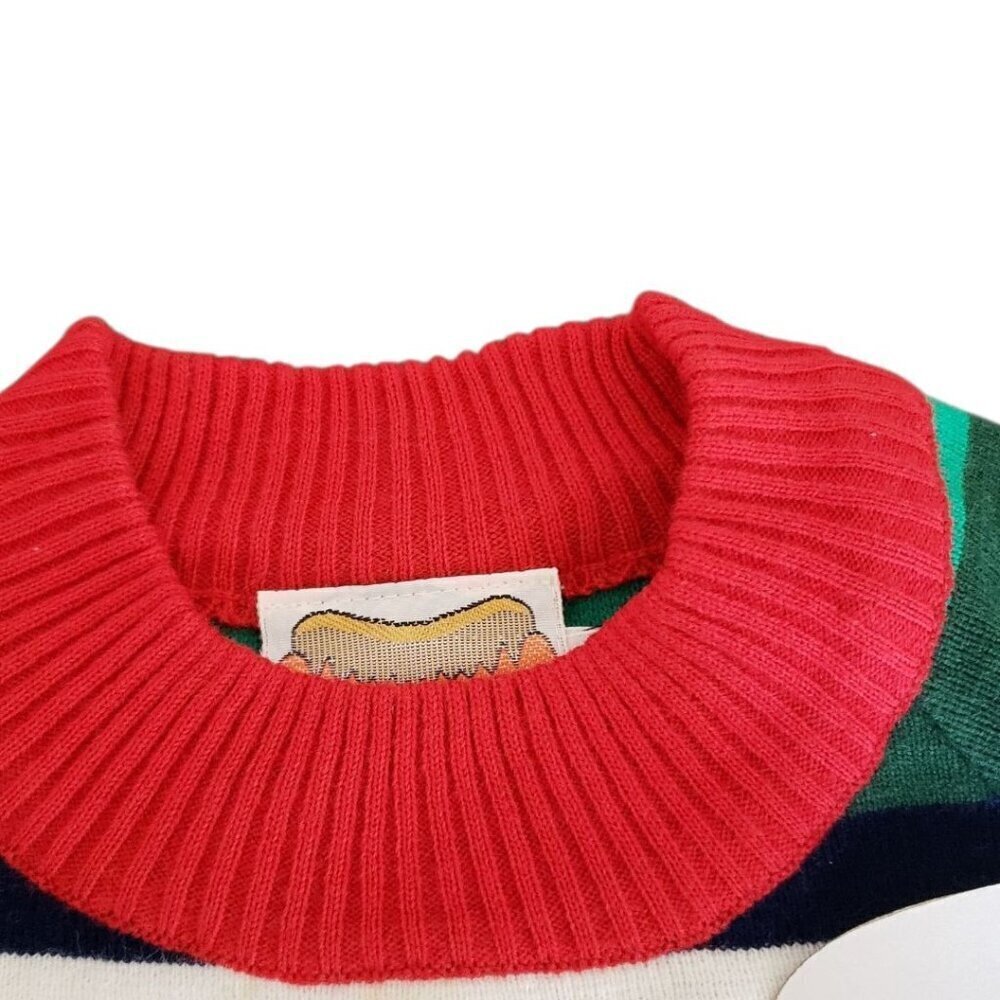 Hot Dog Dionysian Vtg 70's Rainbow Striped Mock neck Sweater Xlarge - Picture 7 of 14